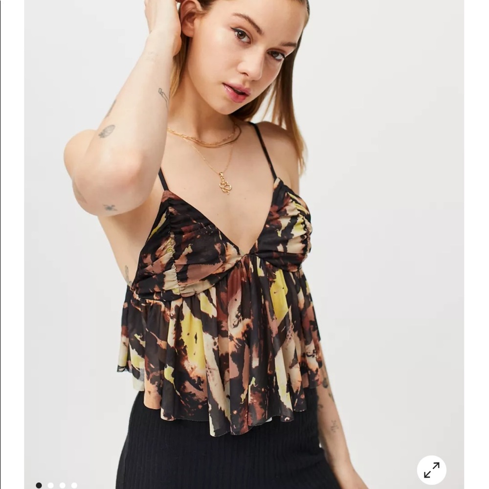 UO Lila Ruched Ruffle Cami